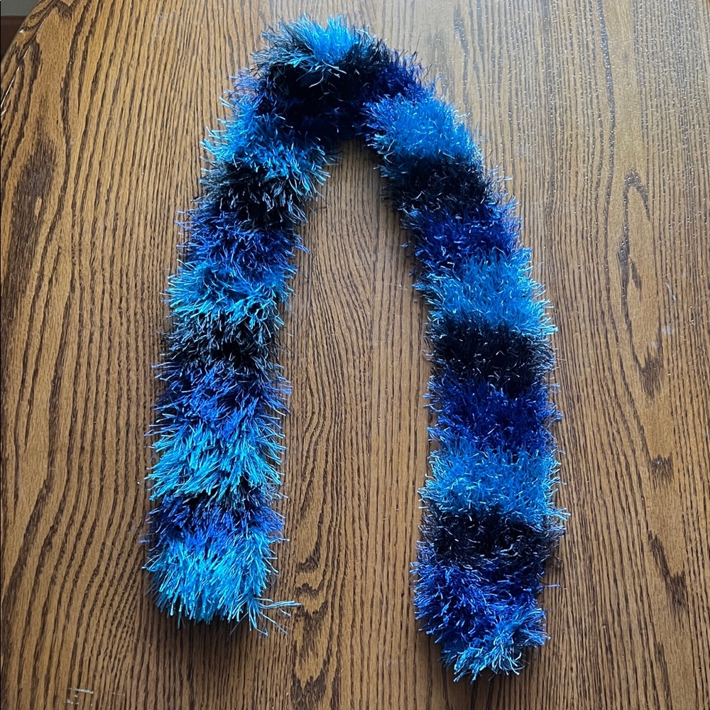 Blues and Black Fuzzy Scarf